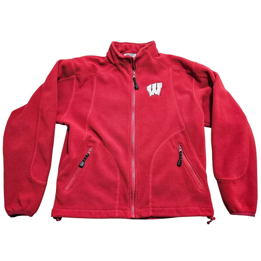 Rivers End Wisconsin Badgers Fleece Jacket Mens Small‎ Red Full Zip NCAA Logo